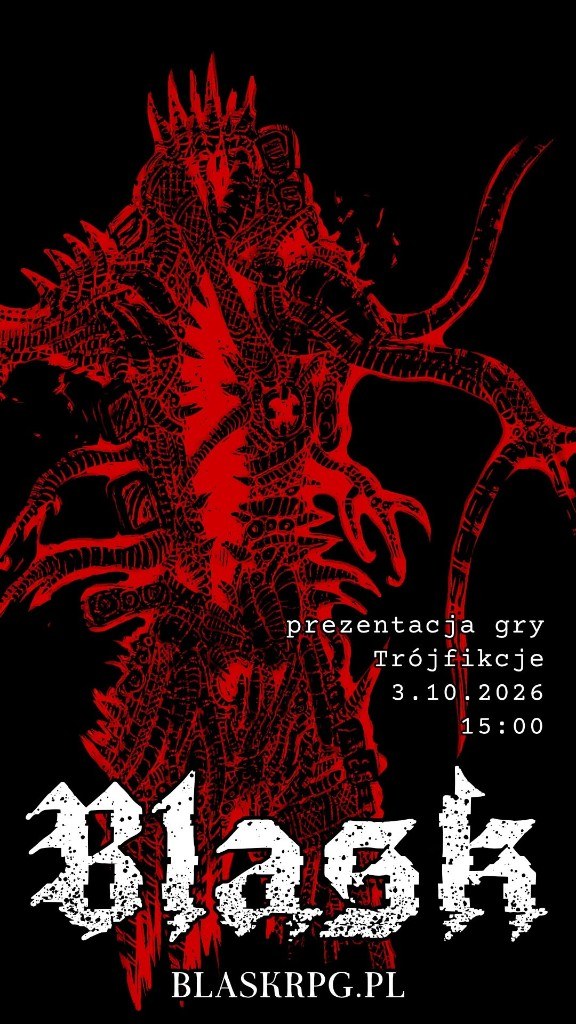 Plakat prezentacji gry BLASK na Trójfikcjach, 3 października 2026 o 15:00